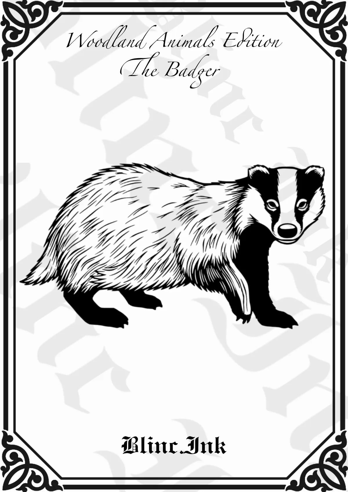 Badger — woodland flash tattoo design