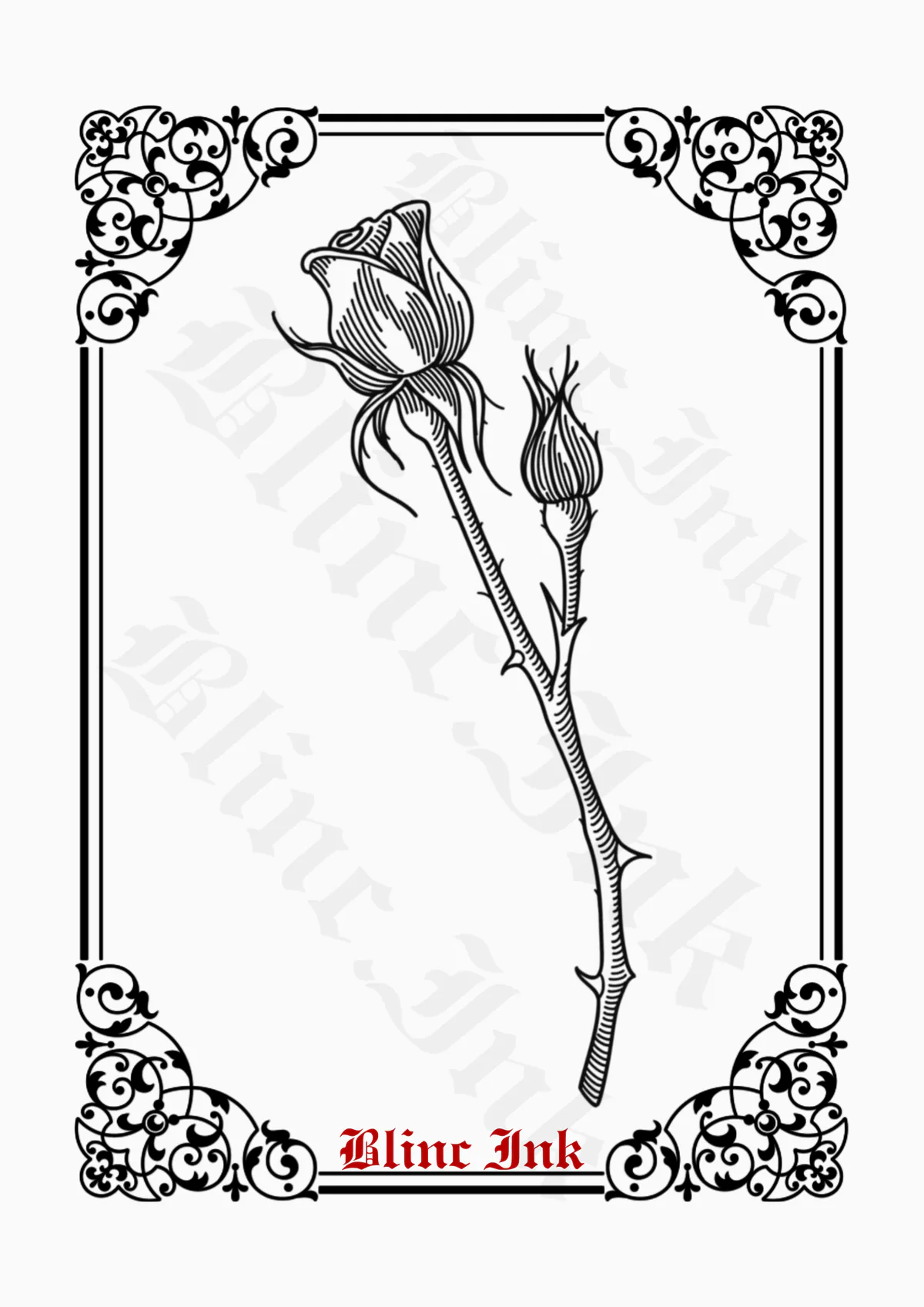 Closed Rose — florals flash tattoo design