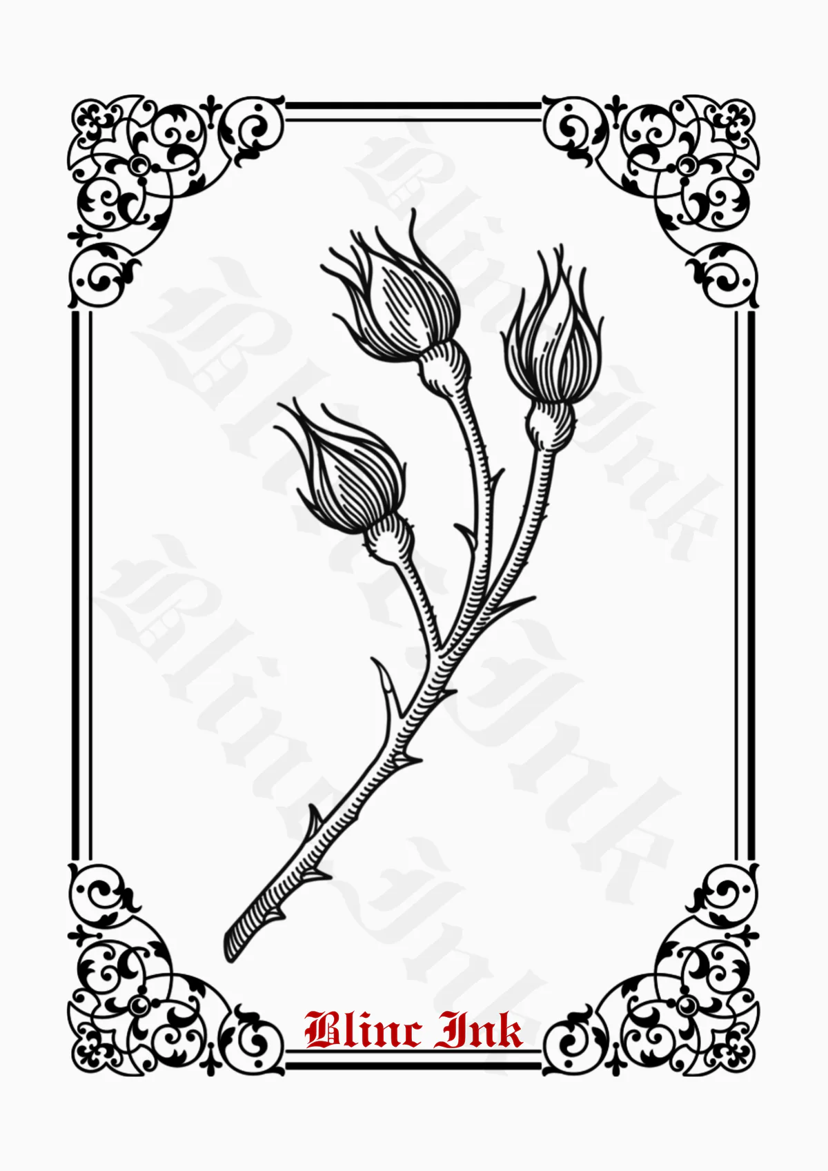 Closed Roses — florals flash tattoo design