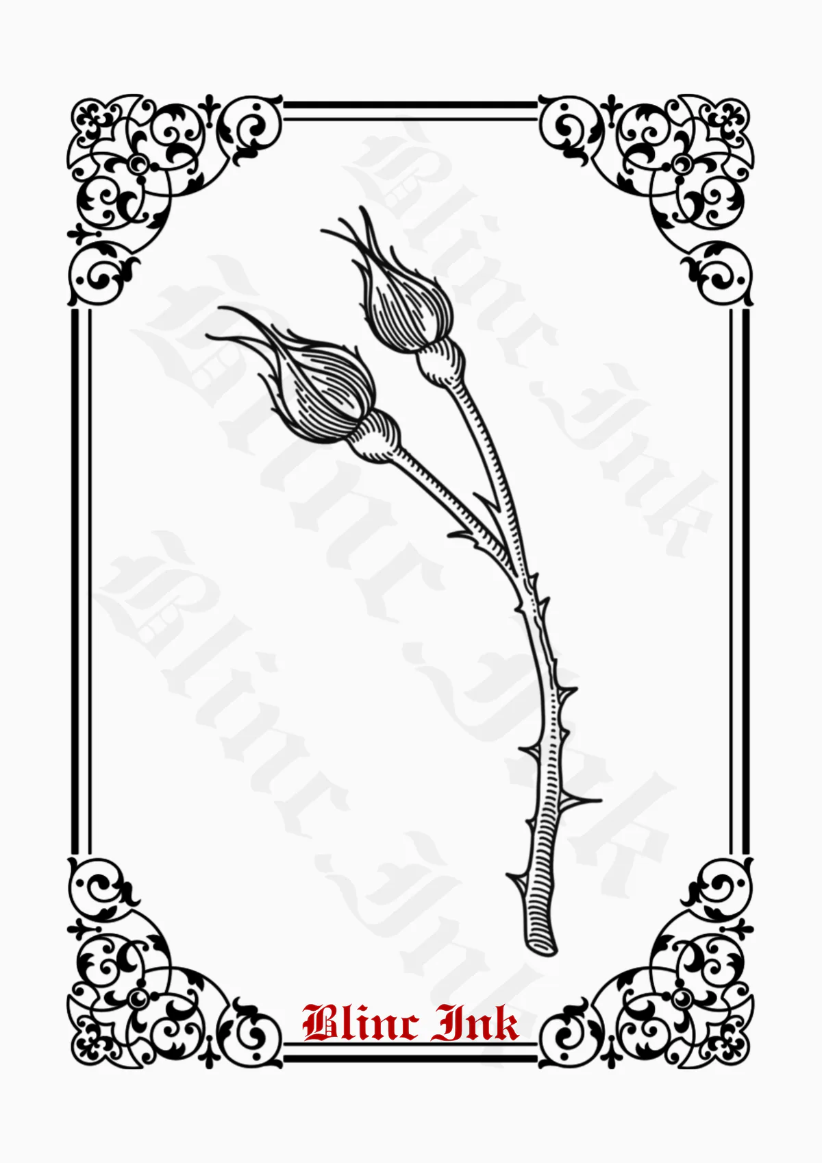 Closed Roses Two Stems — florals flash tattoo design