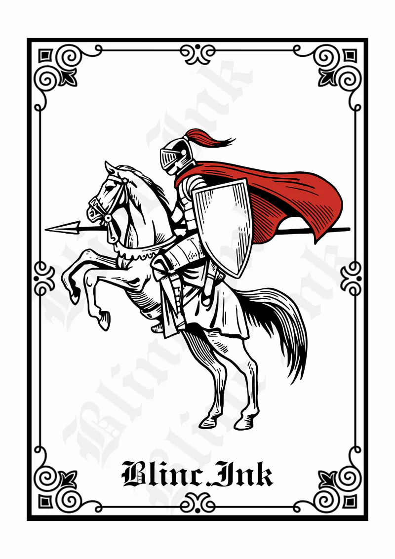 Fearless Knight — medieval flash tattoo design by blinc.ink
