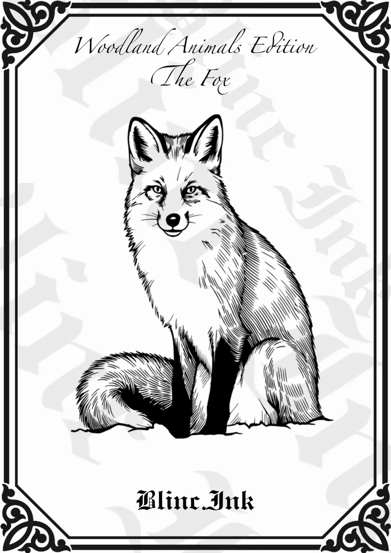 Fox — woodland flash tattoo design by blinc.ink