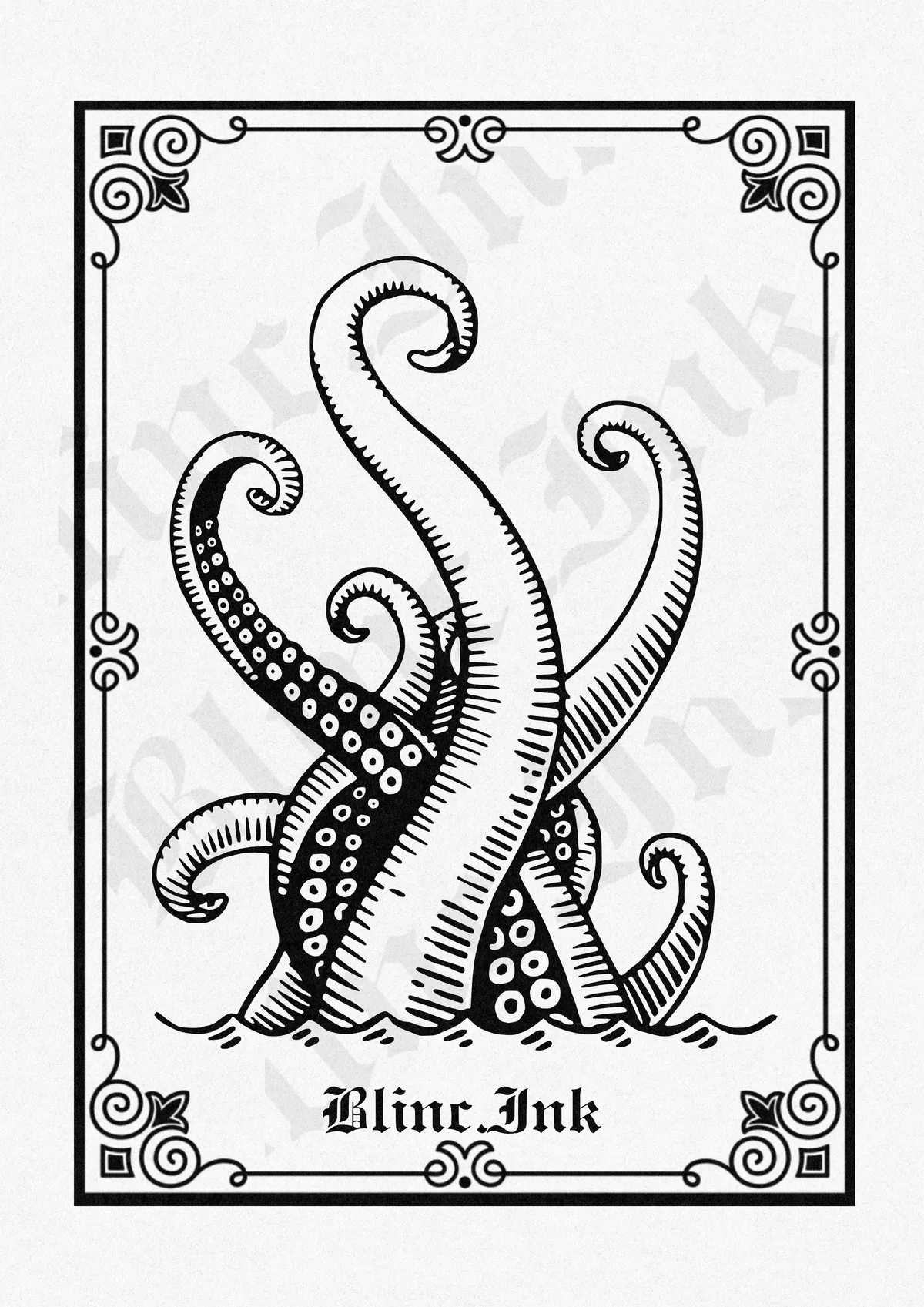 Kraken — nautical flash tattoo design