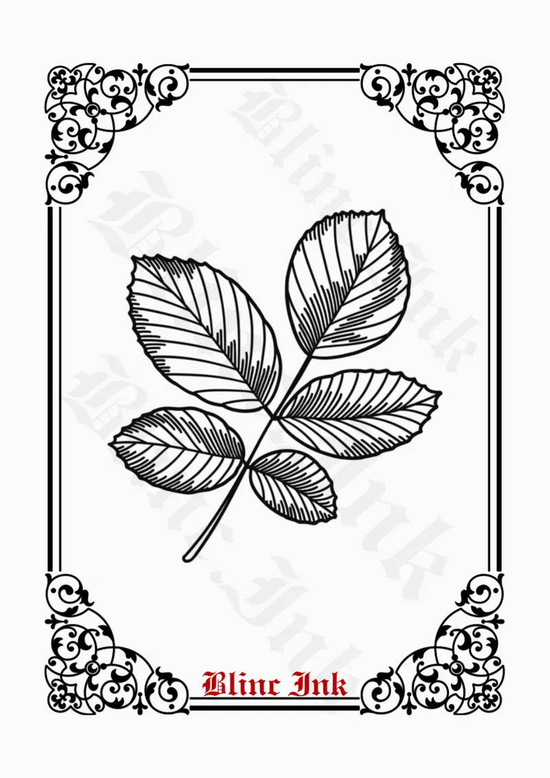 Leaves — florals flash tattoo design by blinc.ink