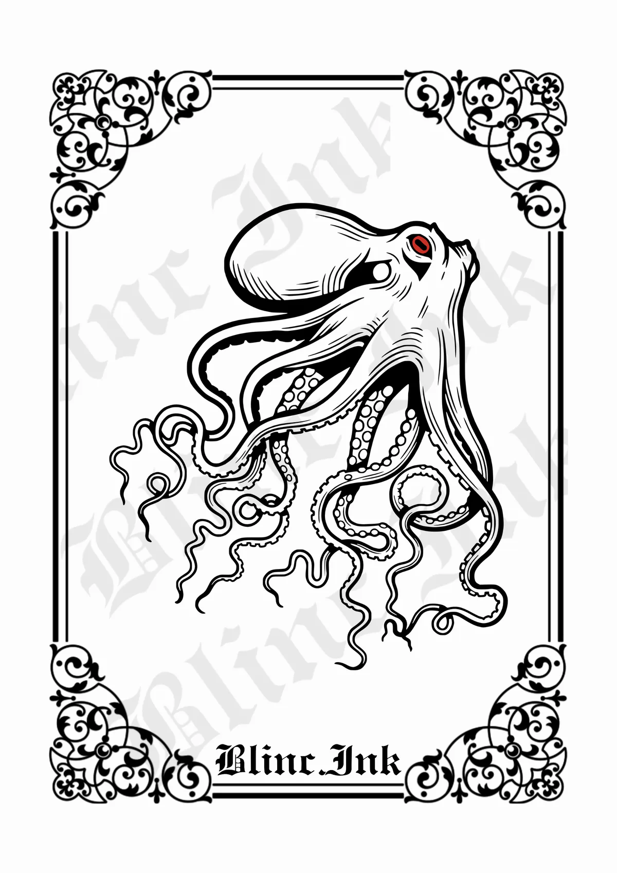 Octopus — nautical flash tattoo design