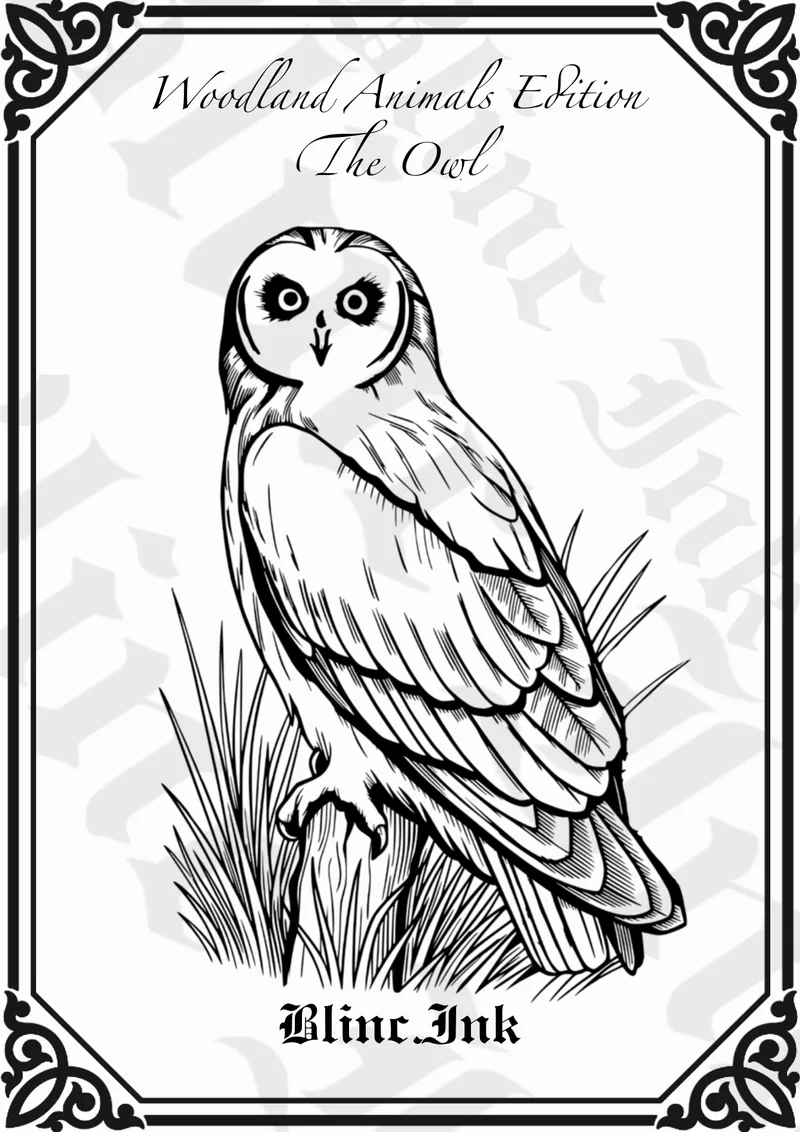 Owl — woodland flash tattoo design by blinc.ink