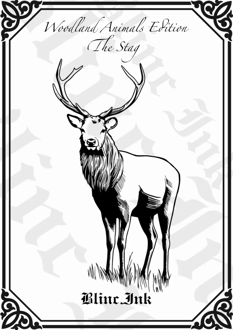 Stag — woodland flash tattoo design by blinc.ink