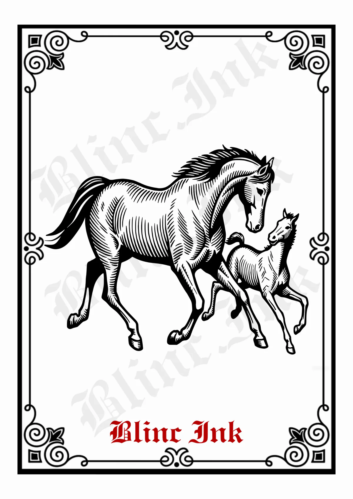 Wild Horses — animals & creatures flash tattoo design
