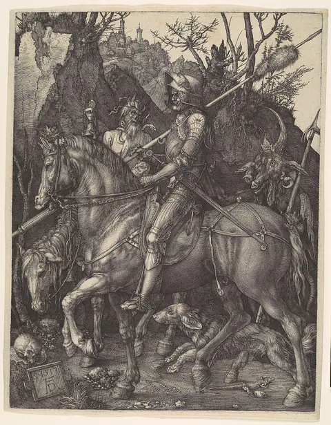 Knight, Death and the Devil, an engraving by Albrecht Dürer, 1513