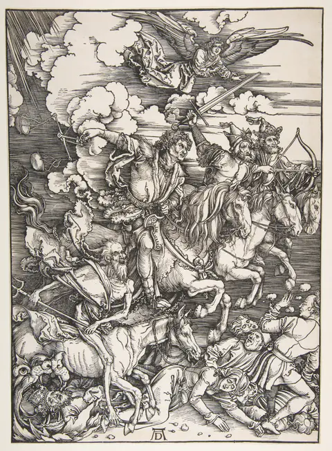 The Four Horsemen from The Apocalypse, a woodcut by Albrecht Dürer, 1498